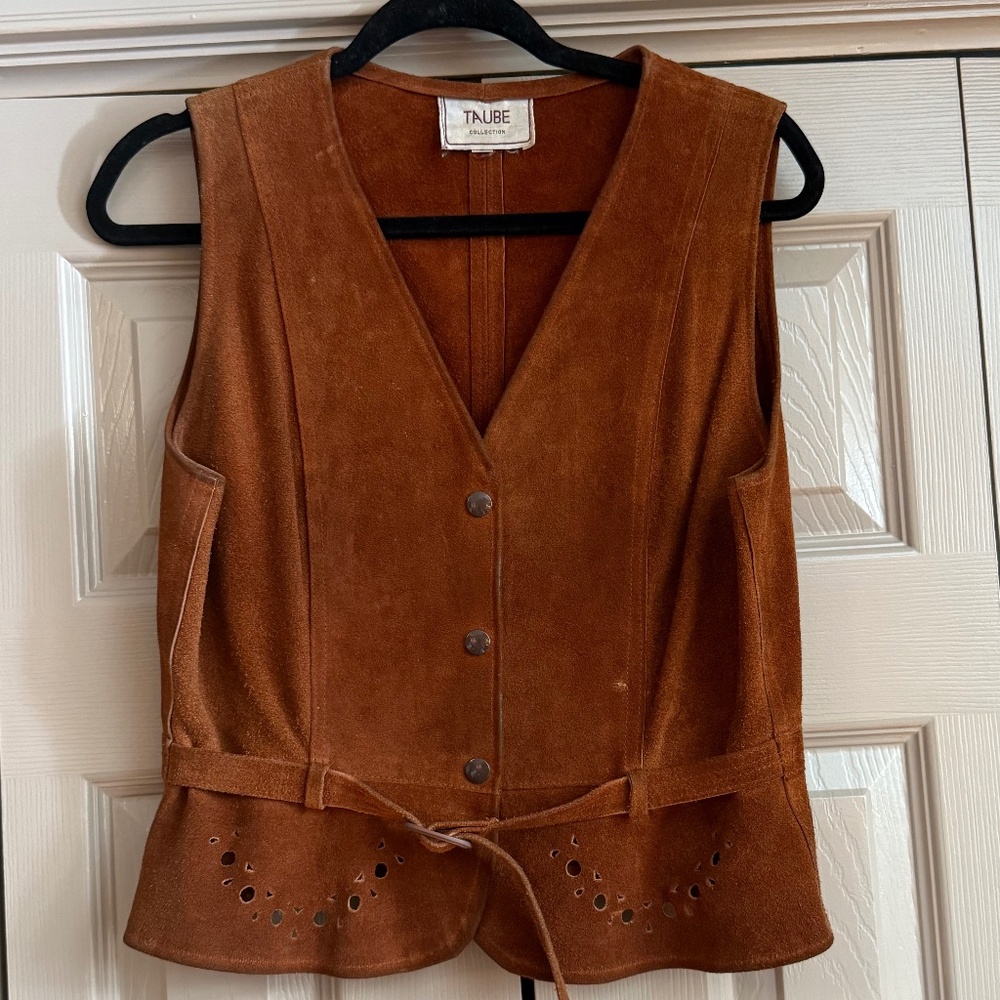 Suede Tobacco Colored Vest with Adjustable waist